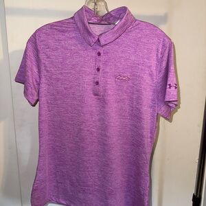 NWT Under Armour Women’s Heathered Purple Polo Size Medium w/ Chest Embroidery
